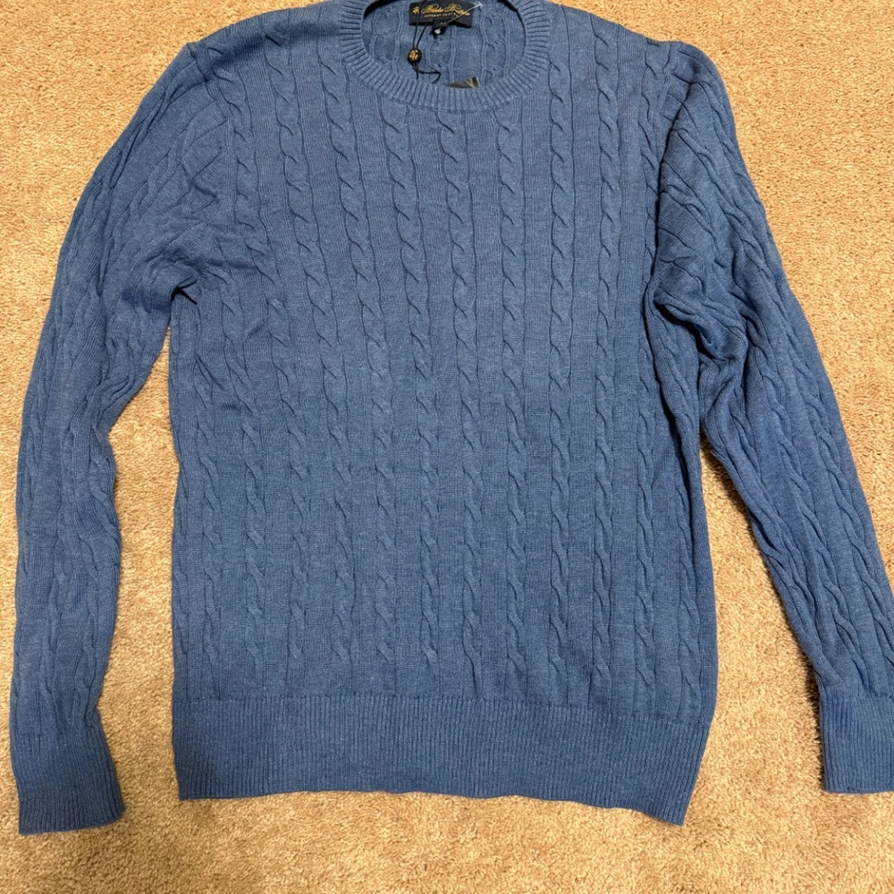 NWT Brooks Brothers Supima Cotton Cable Knit Sweater. Large